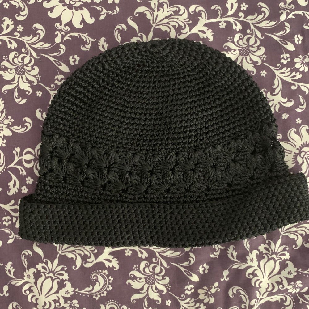 Hand made black knitted hat
